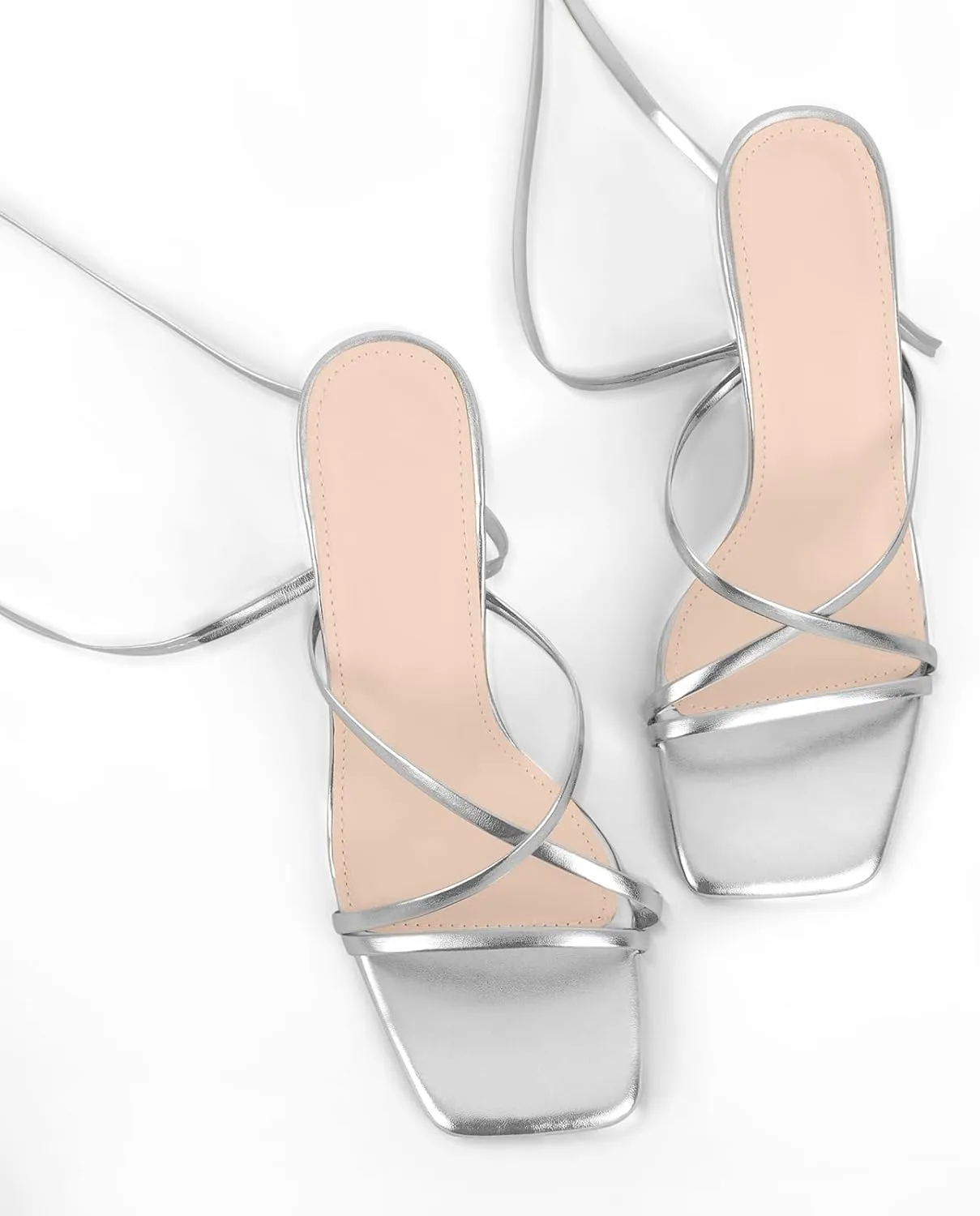 LISHAN Women's Stiletto High Heels Strappy Lace Up Sandals