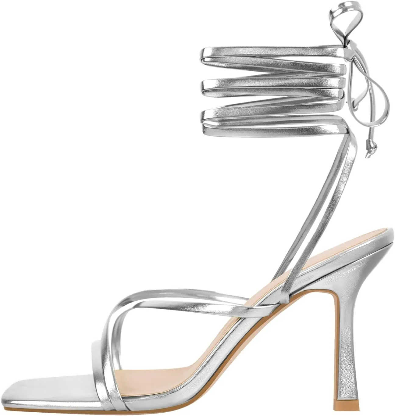 LISHAN Women's Stiletto High Heels Strappy Lace Up Sandals