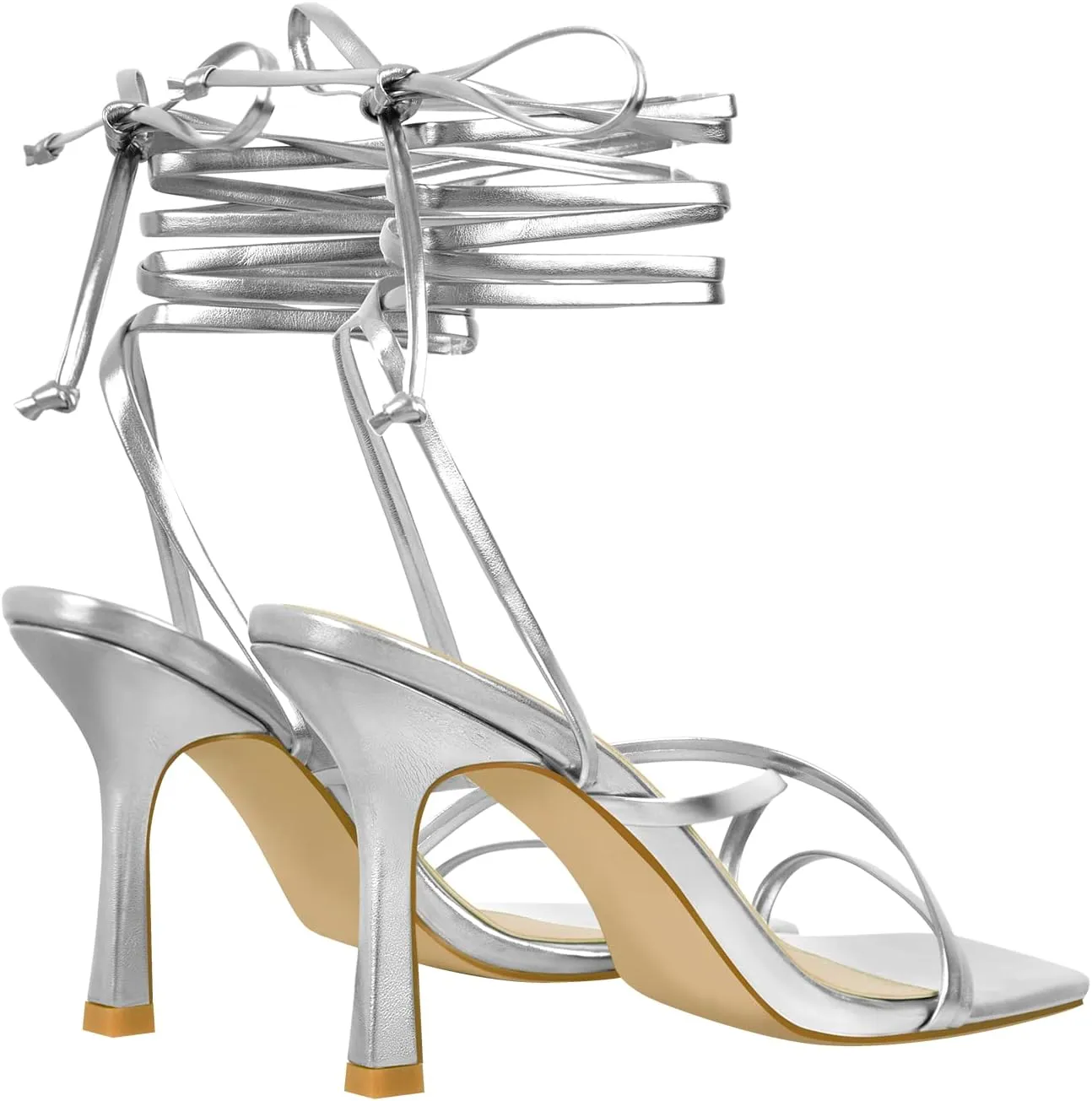 LISHAN Women's Stiletto High Heels Strappy Lace Up Sandals