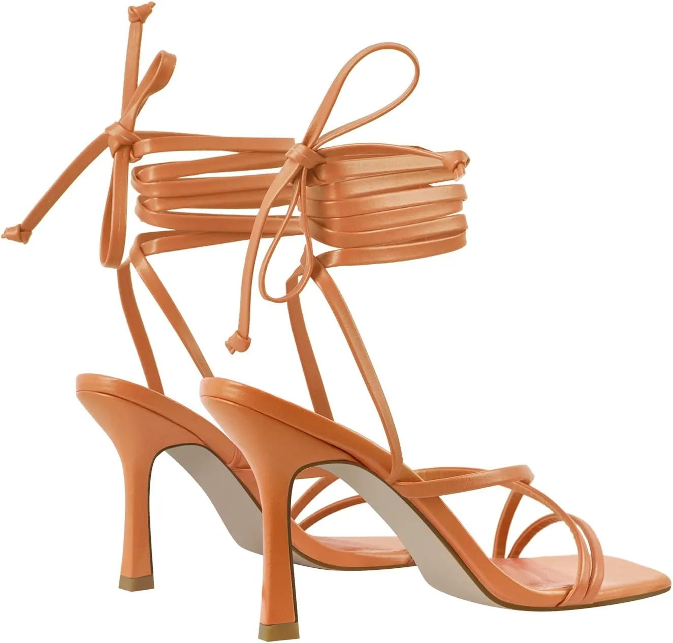 LISHAN Women's Stiletto High Heels Strappy Lace Up Sandals