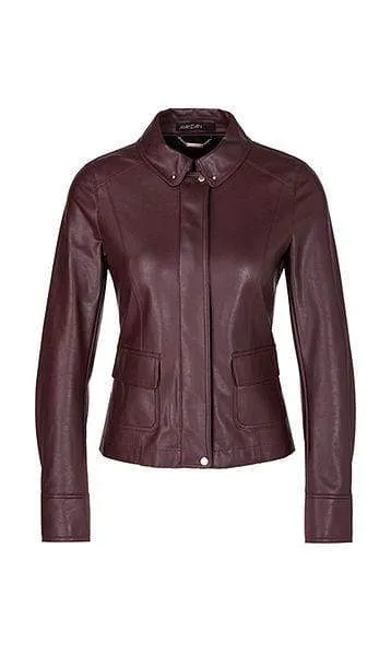 Marc Cain Collections Aubergine Vegan Leather Jacket PC 31.66 J78 295