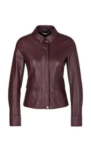 Marc Cain Collections Aubergine Vegan Leather Jacket PC 31.66 J78 295