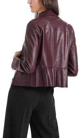 Marc Cain Collections Aubergine Vegan Leather Jacket PC 31.66 J78 295