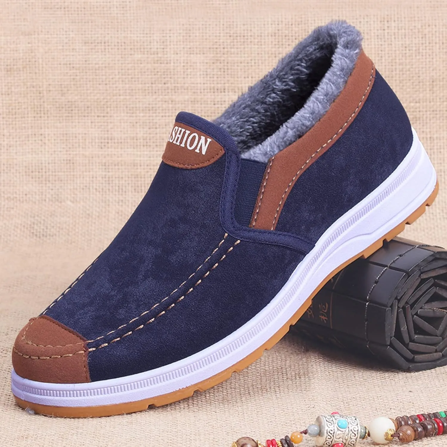 Mens Snow Shoes Pull-on Winter Walking Shoes Wide Toe Box Warm Ankle Boots aterproof Work Boots For Men