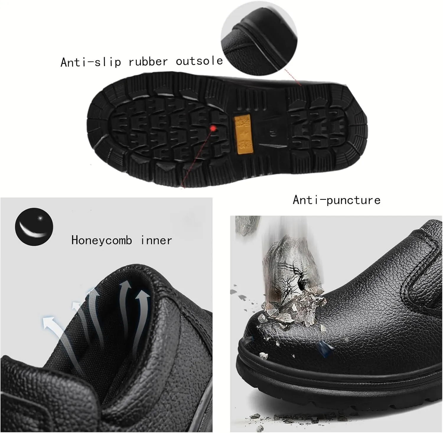 Men's Steel Toe Non Slip Anti-Smash Anti-Puncture Anti Kick Anti-Collision Oil Resistant Chef Shoes, Fashion Waterproof Safety Kitchen Hospital Garden Work Shoes, for Camping and Yard