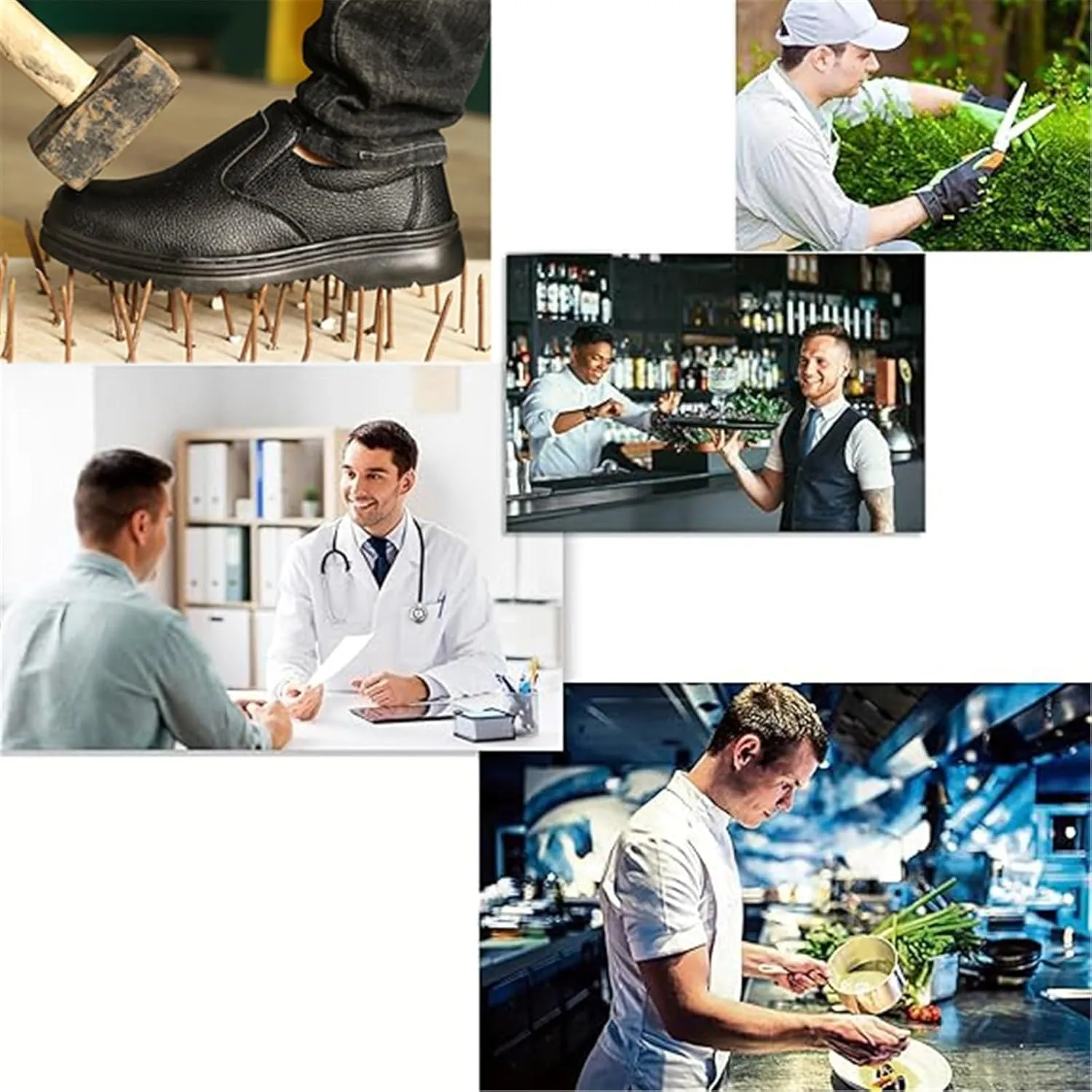 Men's Steel Toe Non Slip Anti-Smash Anti-Puncture Anti Kick Anti-Collision Oil Resistant Chef Shoes, Fashion Waterproof Safety Kitchen Hospital Garden Work Shoes, for Camping and Yard