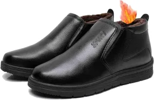 Mens Winter Thicken Warm Cotton Lined Non Slip Waterproof Oil Resistant Chef Shoes, Comfortable Food Service Restaurant Hospital Garden Working Footwear, for Fashion Camping and Yard Work
