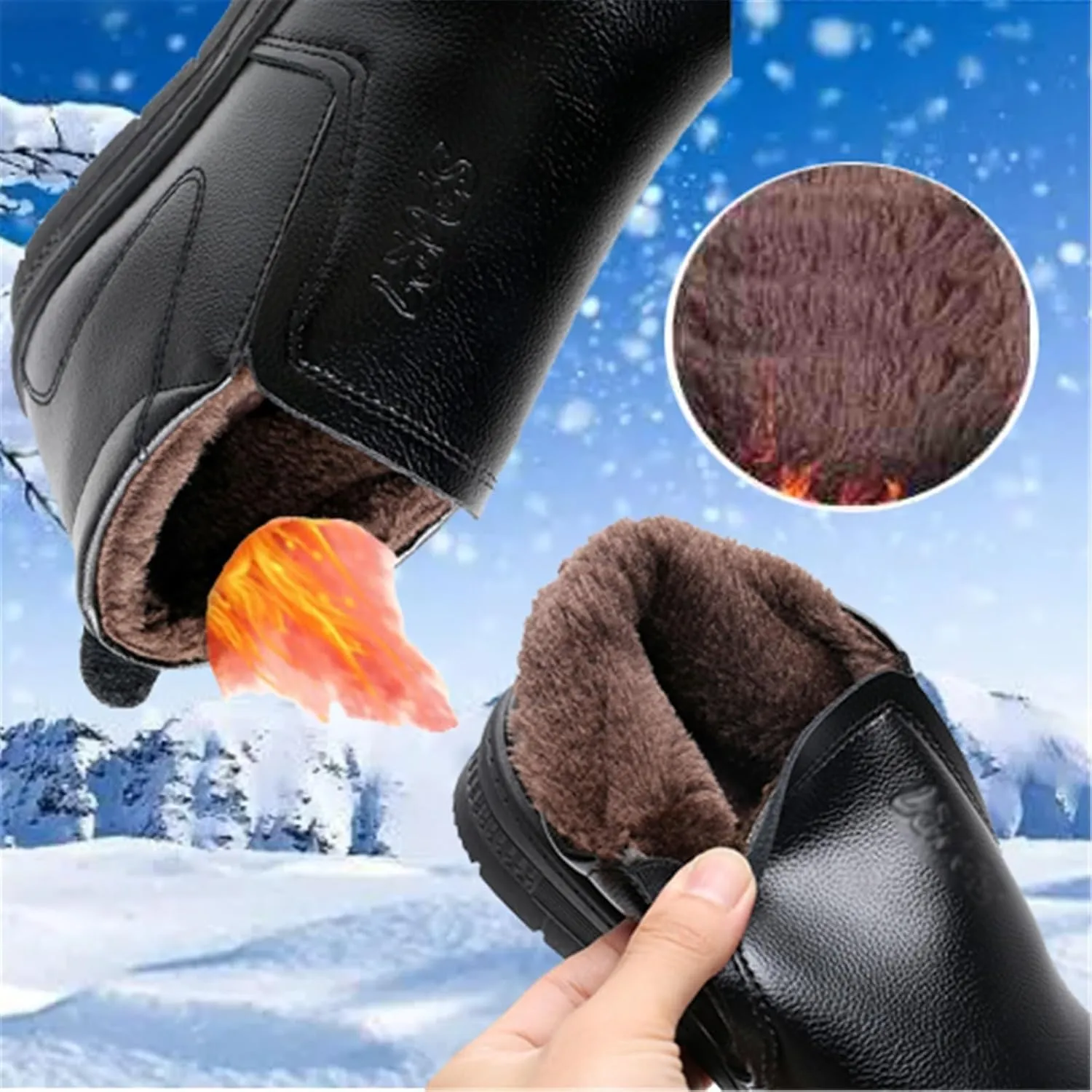 Mens Winter Thicken Warm Cotton Lined Non Slip Waterproof Oil Resistant Chef Shoes, Comfortable Food Service Restaurant Hospital Garden Working Footwear, for Fashion Camping and Yard Work