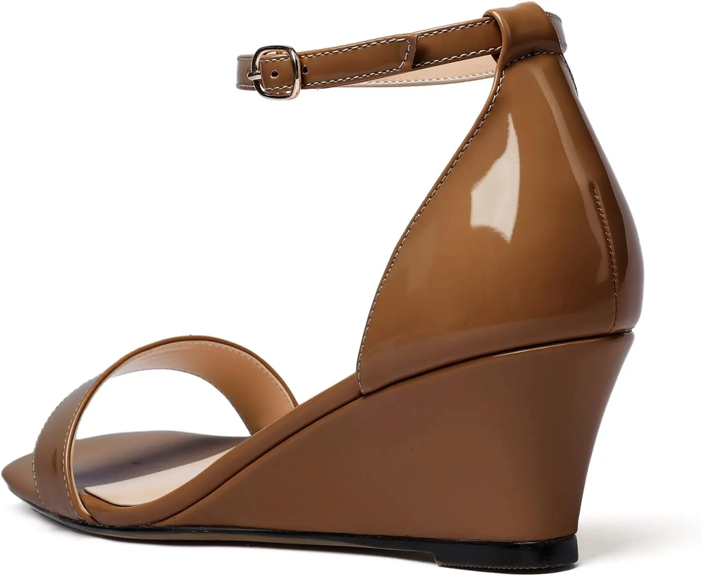 Mettesally Women's Wedge Heels Sandals Mid Heel Ankle Strap Square Open Toe Evening Dress Wedding Shoes