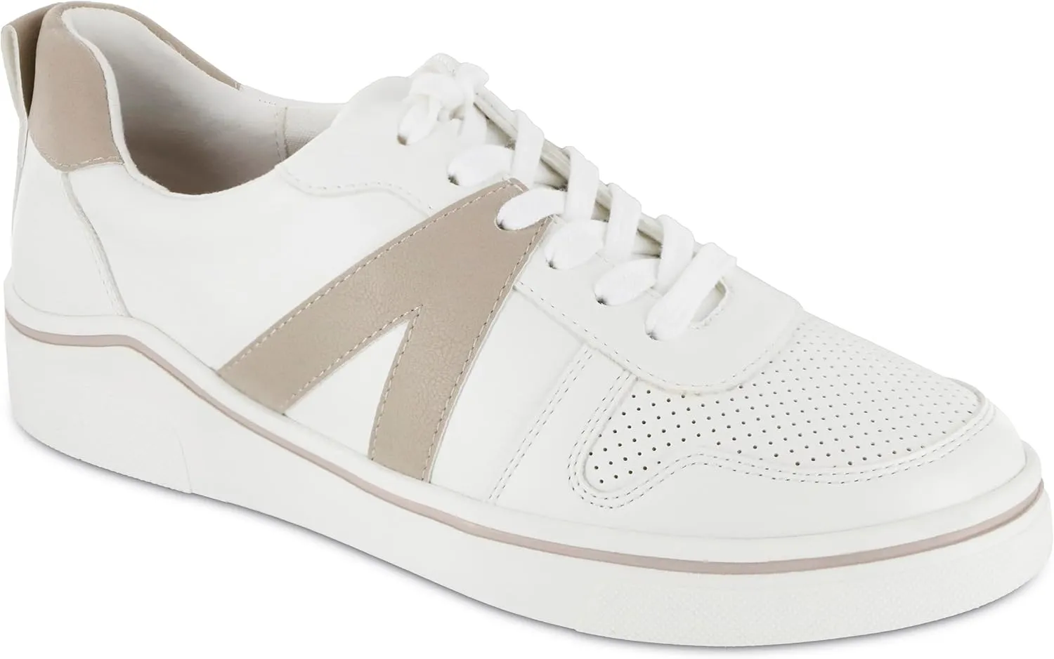 MIA Womens Alta Perforated Lace Up Sneakers Shoes Casual - Beige, Off White - Size 6.5 M
