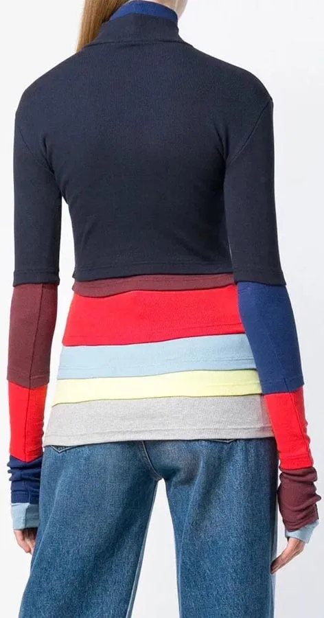 Navy Rainbow Turtleneck Top