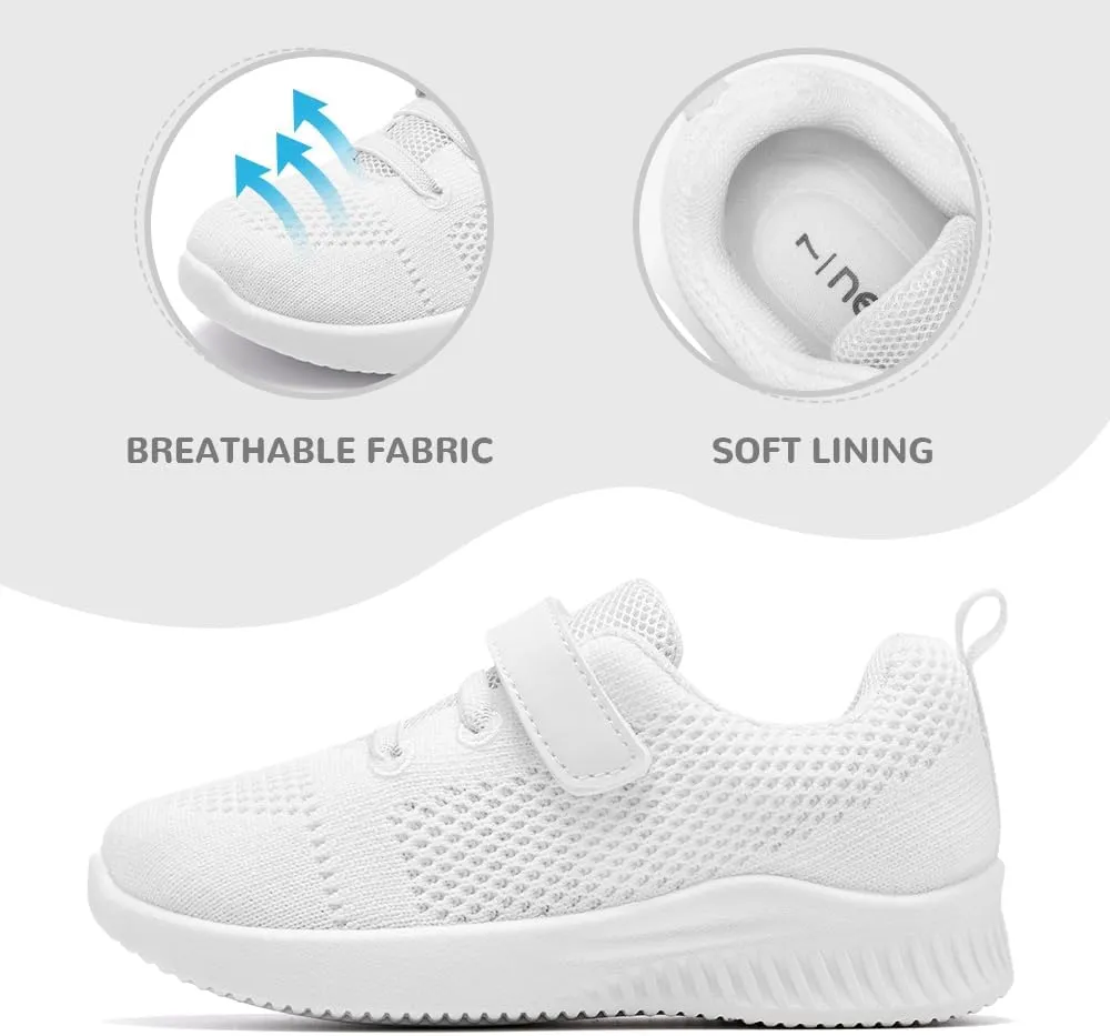 nerteo Girls Cheer Shoes Toddler Boys Kids Sneakers White Running Walking Sports Shoes