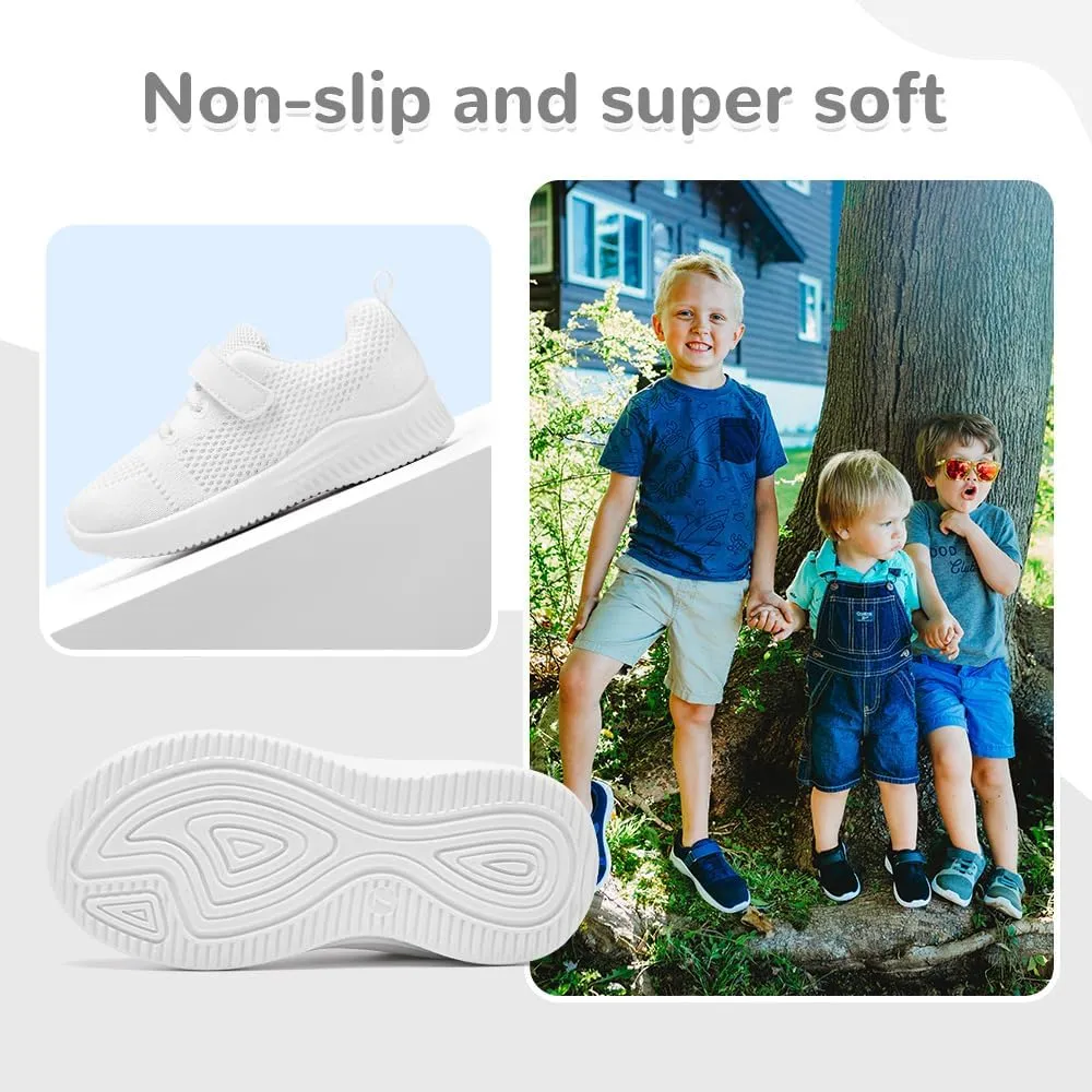 nerteo Girls Cheer Shoes Toddler Boys Kids Sneakers White Running Walking Sports Shoes