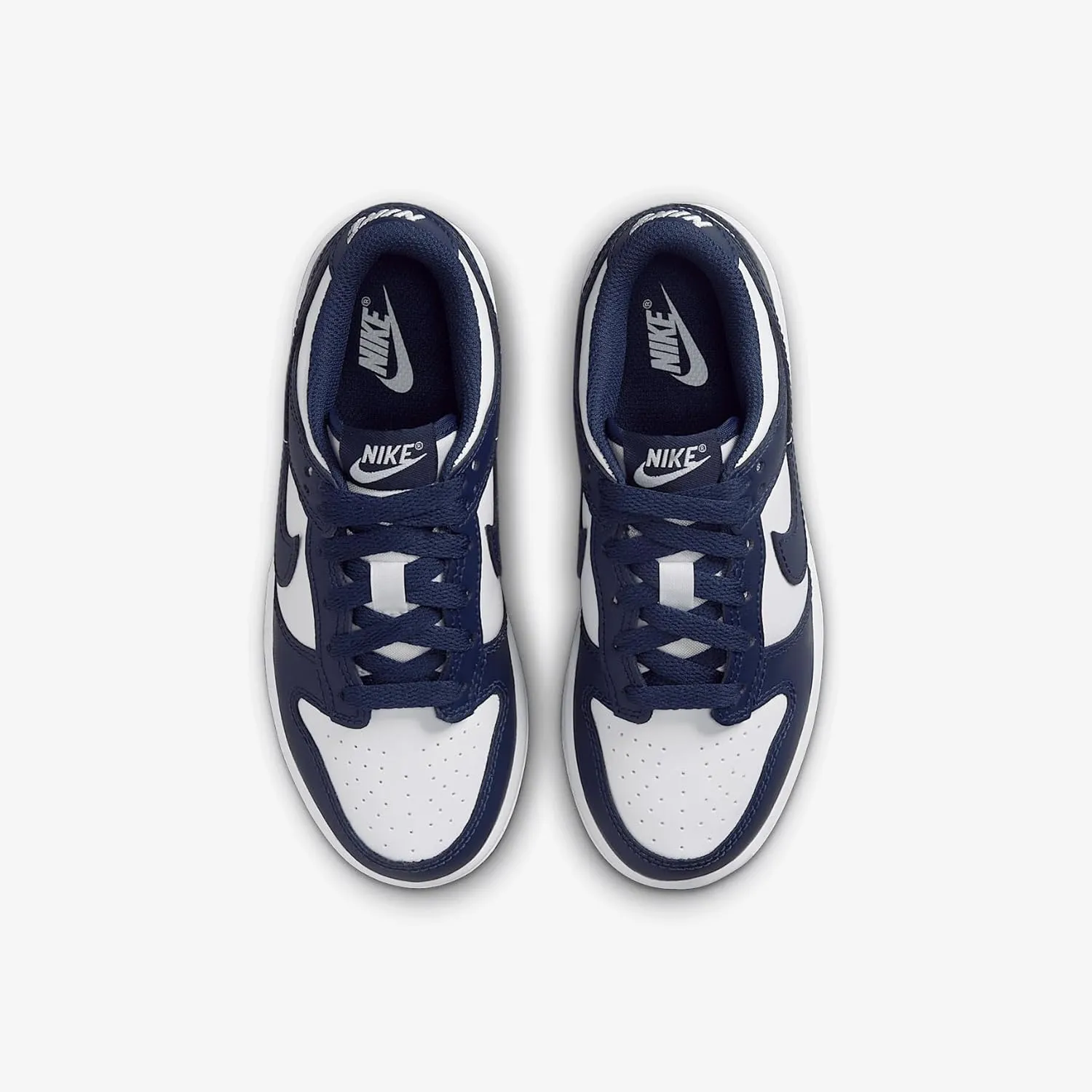 Nike Dunk Low Little Kids' Shoes (FB9108-116, White/White/Midnight Navy)