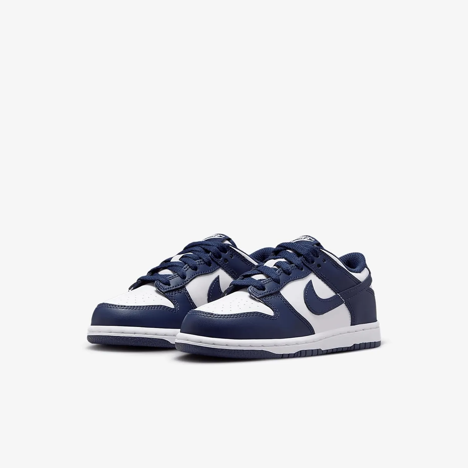 Nike Dunk Low Little Kids' Shoes (FB9108-116, White/White/Midnight Navy)