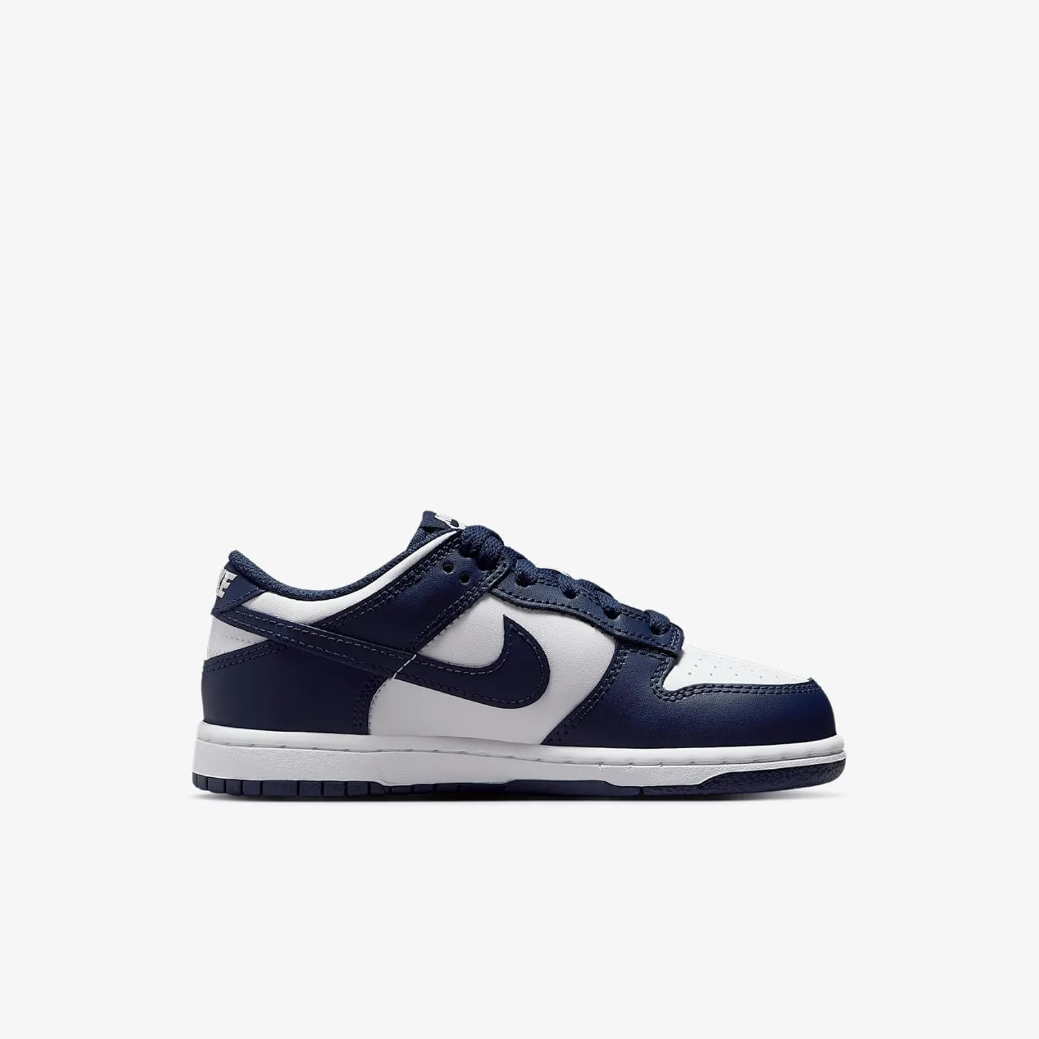 Nike Dunk Low Little Kids' Shoes (FB9108-116, White/White/Midnight Navy)