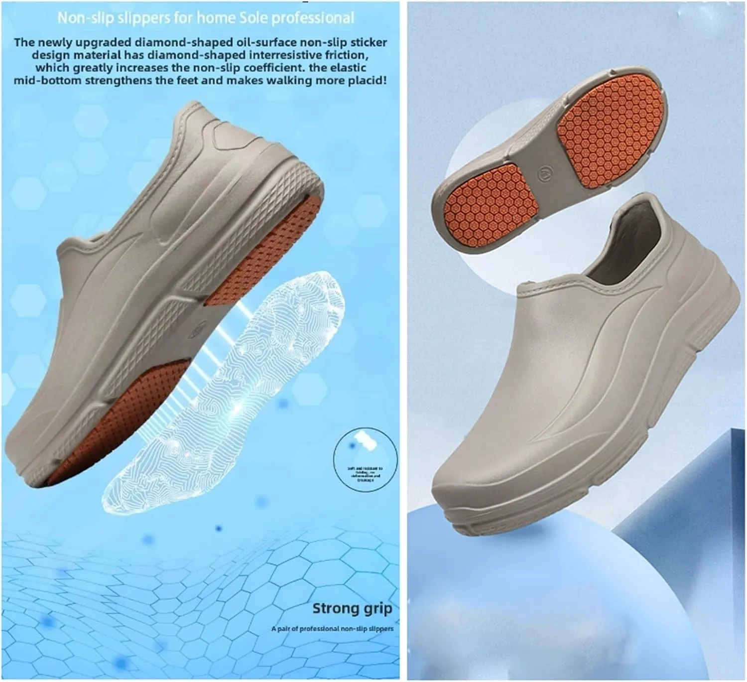 Non Slip EVA Waterproof Oil Resistant Kitchen Chef Work Shoes for Mens, Lightweight Arch Support Garden Hospital Restaurant Work Clog, for Kitchen, Restaurant, Garden, Hospita, Nurse