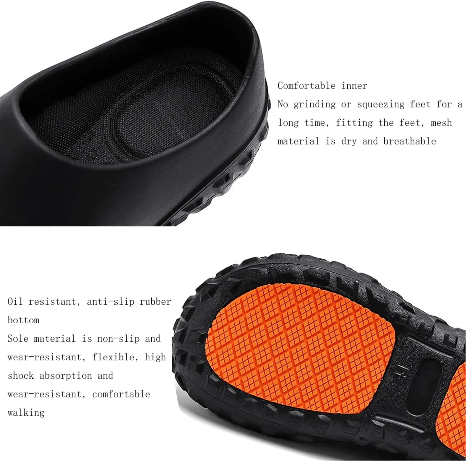 Non Slip Work Chef Shoes for Men, Men's Professional EVA Waterproof Oil Resistant Restaurant Kitchen Work Shoes, Casual Cushioned Garden Footwear, for Chef, Nurse, Garden, Cafe