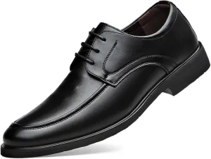 Oxford Dress Shoes for Men Lace Up Apron Toe Derby Shoes Vegan Leather Anti-Slip Rubber Sole Slip Resistant Block Heel Low Top Party (Color : Black, Size : 7)