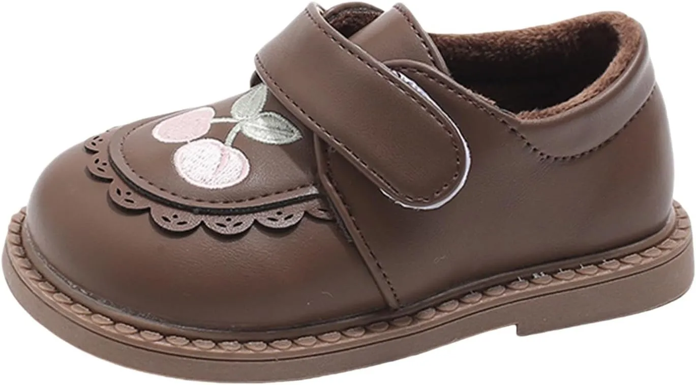 Plush Embroidery Mary Jane School Shoes for Girls Toddler Pary Wedding Dress Shoes Little Little Girls Riding Boots