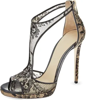 Pumps Fish Mouth High Heel for Women's Openwork Prints Waterproof Table Dress Sandals Comfort Peep Toe Flat Dress Sandals