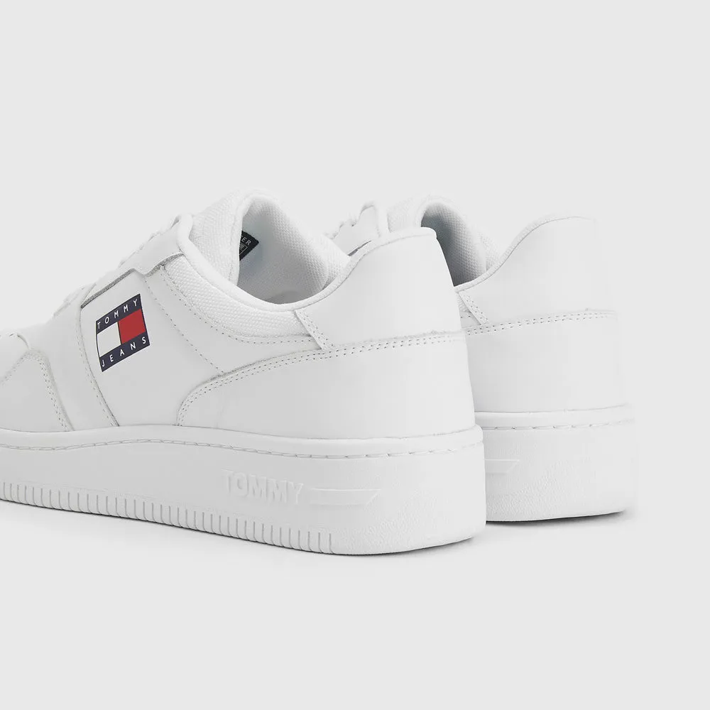 Retro Leather Basket Trainers - White