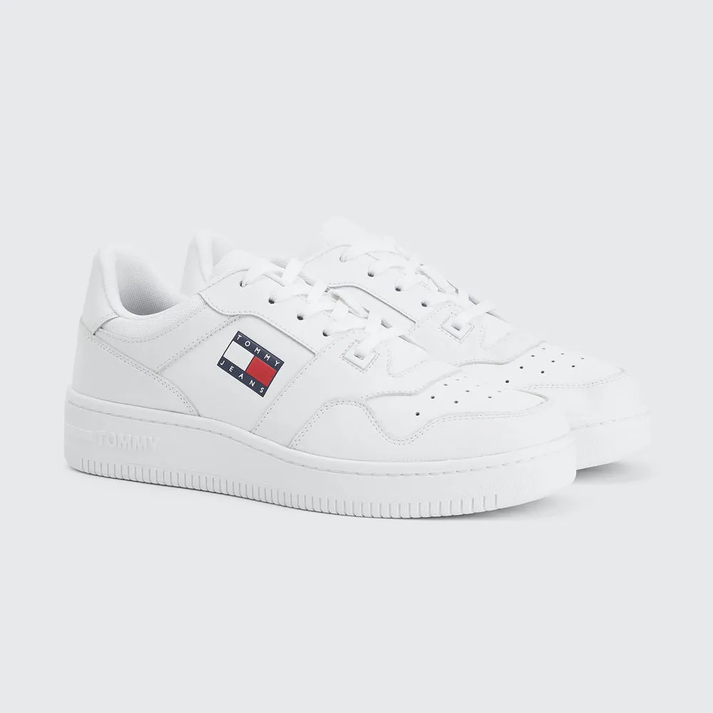 Retro Leather Basket Trainers - White