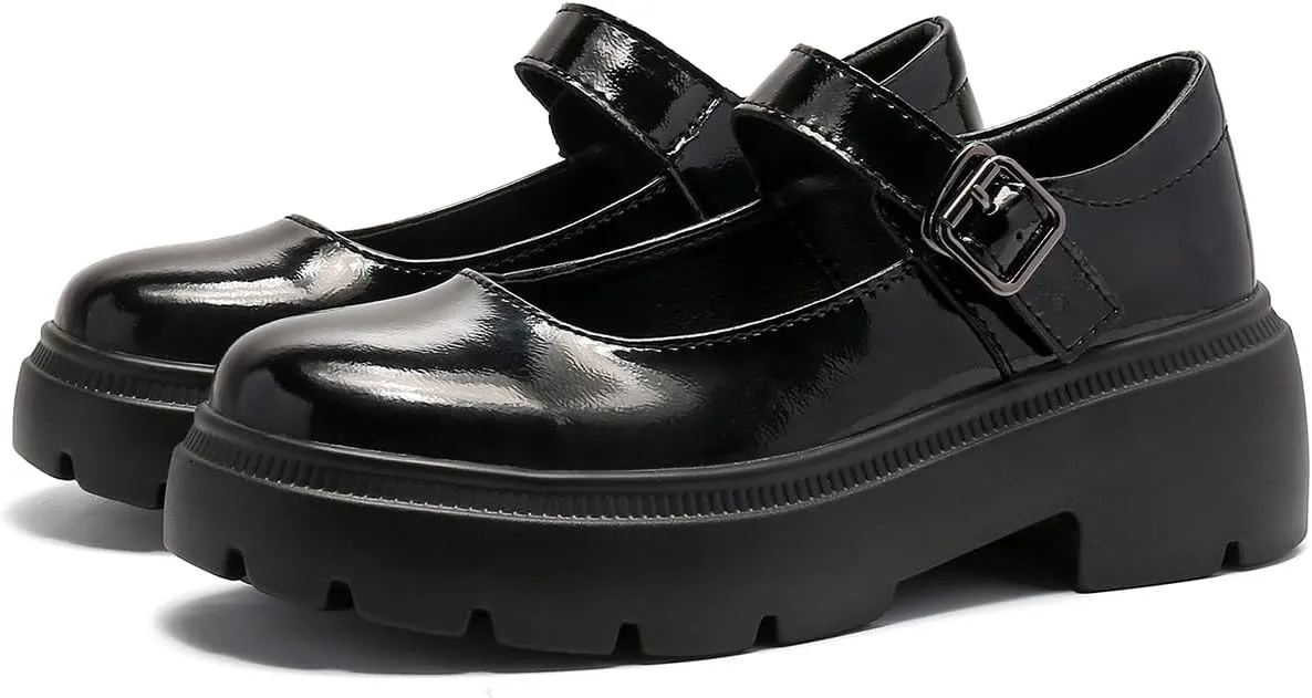 Ruiatoo Women's Mary Janes Shoes for Women Platform Low Heel Chunky Pumps Round Toe Oxford Dress Shoes