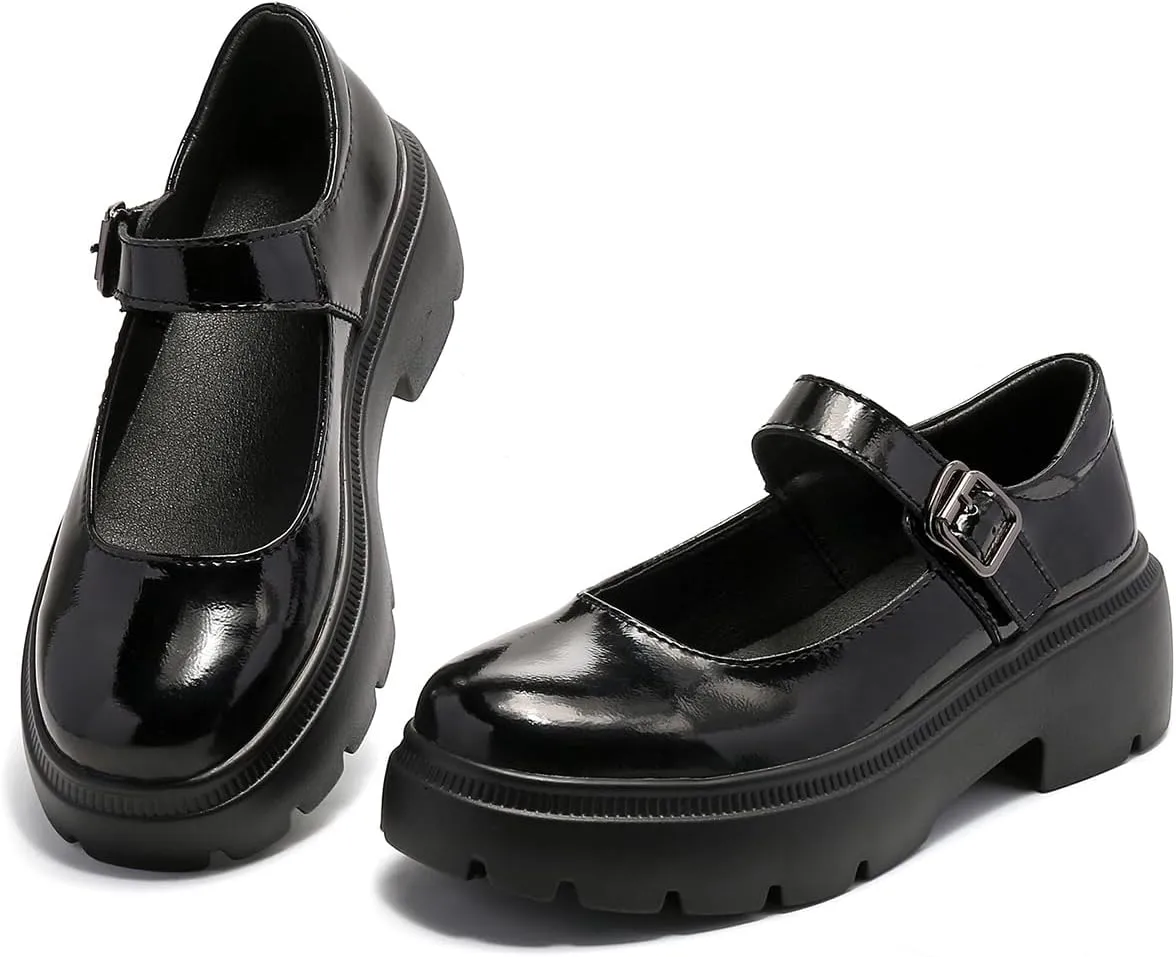 Ruiatoo Women's Mary Janes Shoes for Women Platform Low Heel Chunky Pumps Round Toe Oxford Dress Shoes