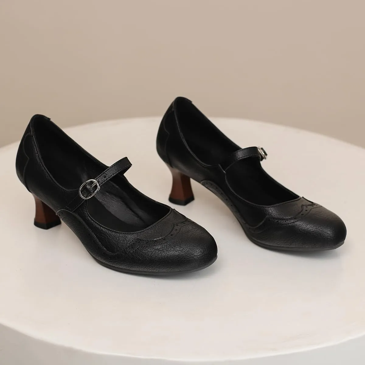 SHODENSE Women Kitten Heels Mary Jane Oxford Shoes Round Closed Toe Ankle Strap Dress Sandals Cutout Mid Block Heel Mary Jane Pumps Matte Criss-Cross Strappy Pumps Office Ladies Work Party 4-17 M US