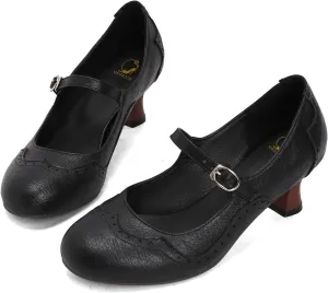 SHODENSE Women Kitten Heels Mary Jane Oxford Shoes Round Closed Toe Ankle Strap Dress Sandals Cutout Mid Block Heel Mary Jane Pumps Matte Criss-Cross Strappy Pumps Office Ladies Work Party 4-17 M US