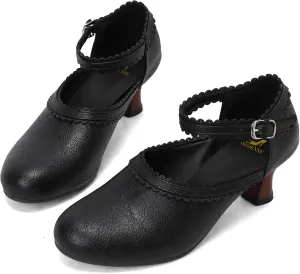 SHODENSE Women Kitten Heels Mary Jane Oxford Shoes Round Closed Toe Ankle Strap Dress Sandals Cutout Mid Block Heel Mary Jane Pumps Matte Criss-Cross Strappy Pumps Office Ladies Work Party 4-17 M US