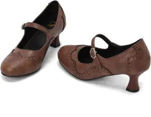 SHODENSE Women Kitten Heels Mary Jane Oxford Shoes Round Closed Toe Ankle Strap Dress Sandals Cutout Mid Block Heel Mary Jane Pumps Matte Criss-Cross Strappy Pumps Office Ladies Work Party 4-17 M US