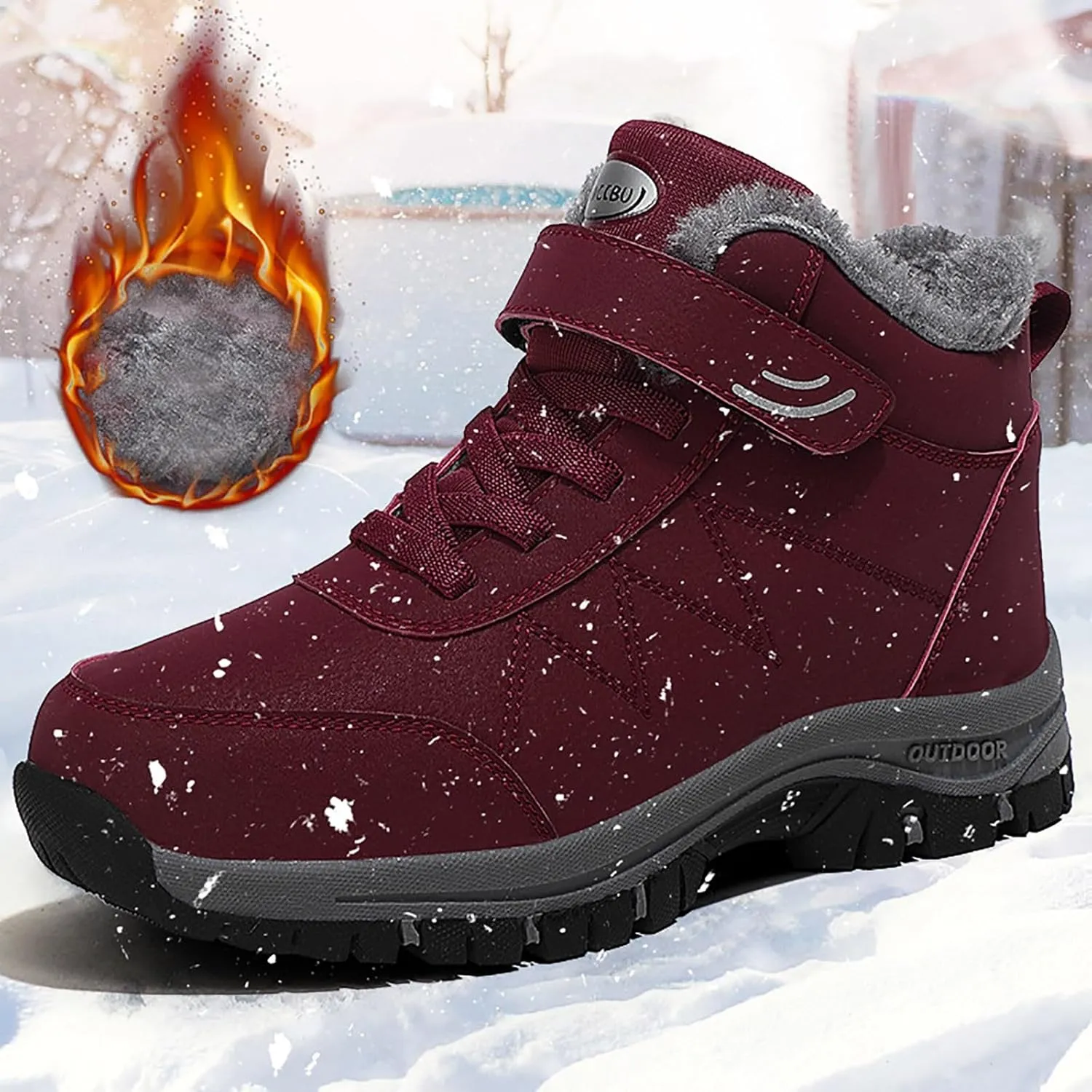 Snow Boots For Women Waterproof Padded High Top Thick Bottom Snow Cotton Boots Waterproof Non-Slip Warm Hiking Shoes