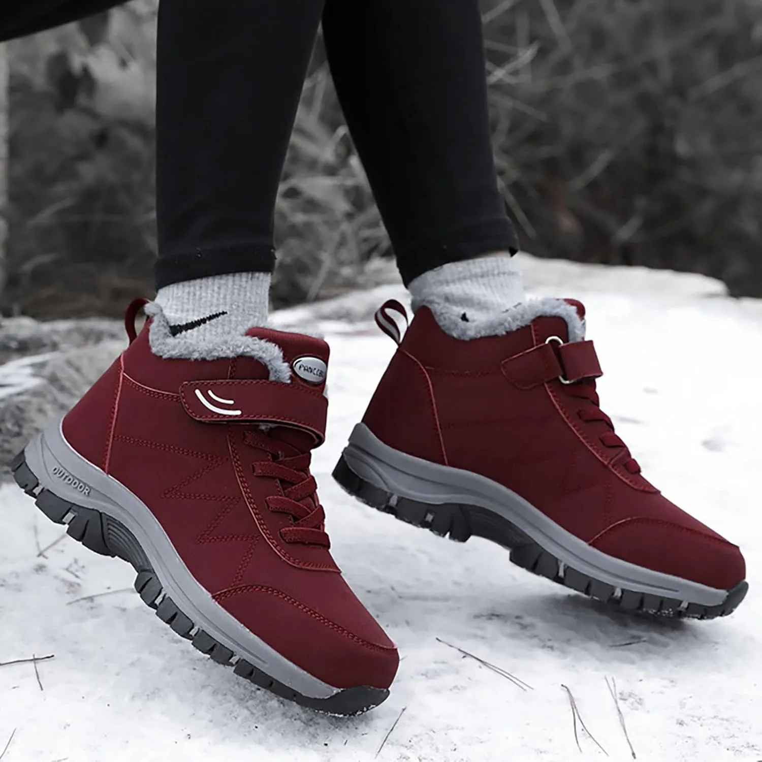 Snow Boots For Women Waterproof Padded High Top Thick Bottom Snow Cotton Boots Waterproof Non-Slip Warm Hiking Shoes