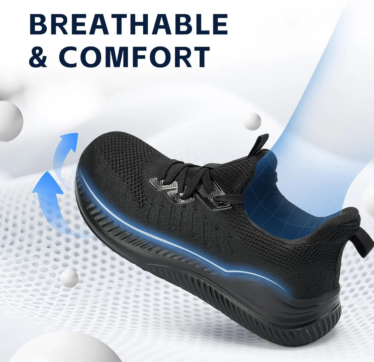Steel Toe Shoes for Men Slip On Work Sneakers Lightweight Comfort Cushioning Walking Tennis Safety Shoes Puncture Proof