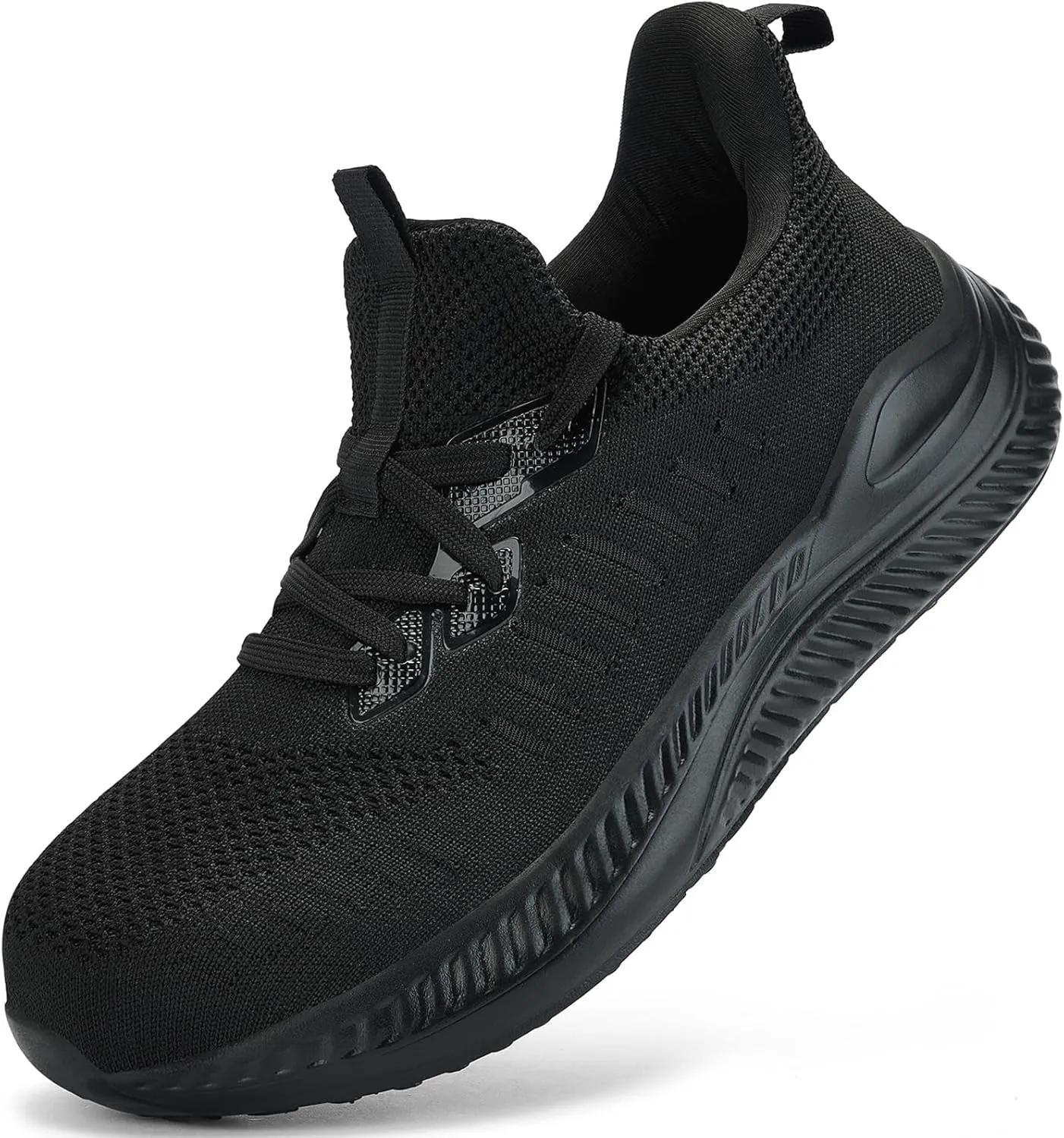 Steel Toe Shoes for Men Slip On Work Sneakers Lightweight Comfort Cushioning Walking Tennis Safety Shoes Puncture Proof