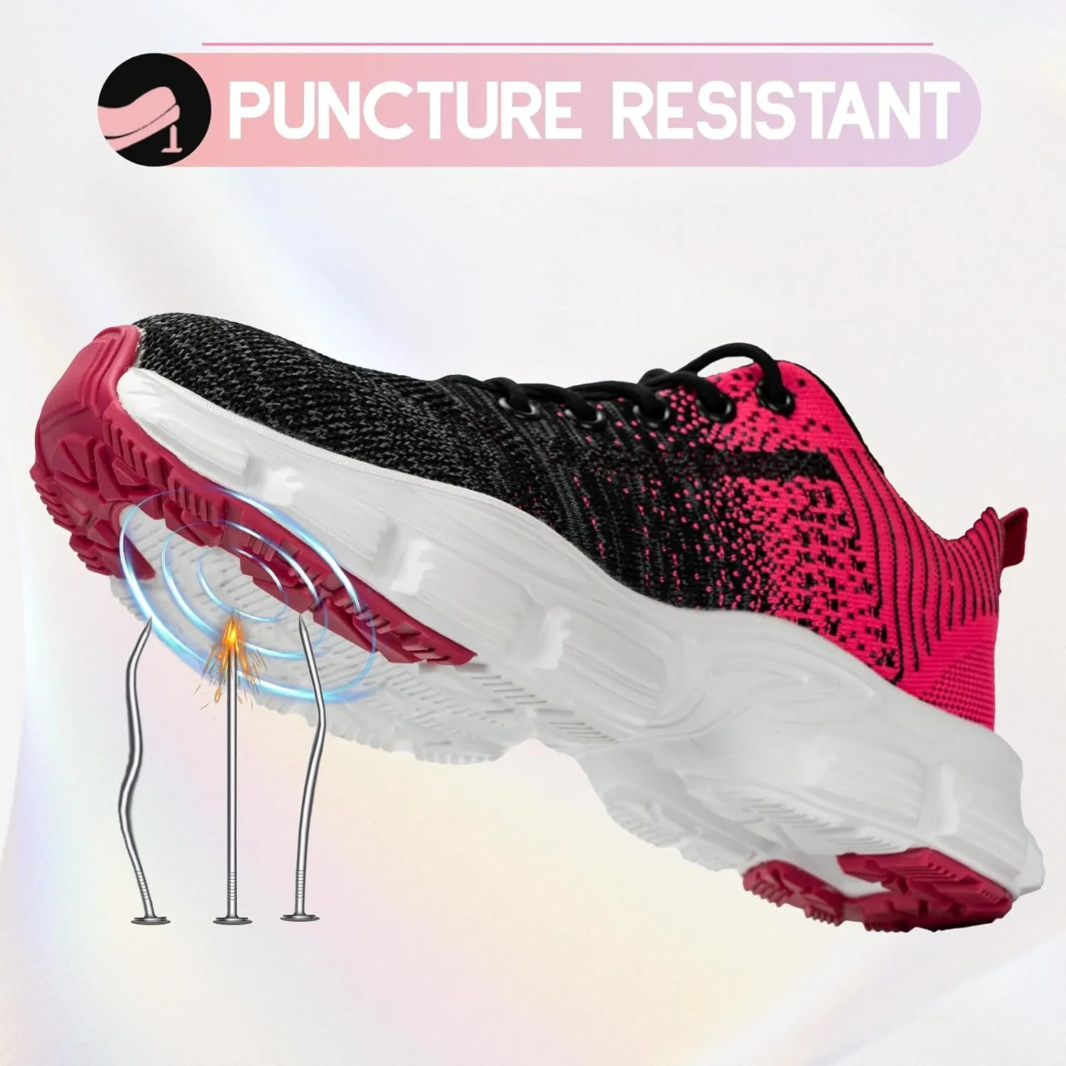 Steel Toe Shoes for Men Women Composite Toe Work Sneakers Indestructible Safety Tennis Shoes Lightweight Breathable Construction Sneakers Puncture Proof Air Cushion Ergonomic Design