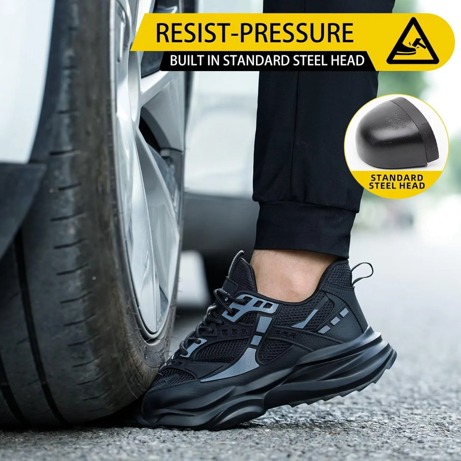 Steel Toe Shoes for Men Women Lightweight Comfortable Slip Resistant Safety Work Sneakers Puncture Proof Shoes Indestructible Shoe