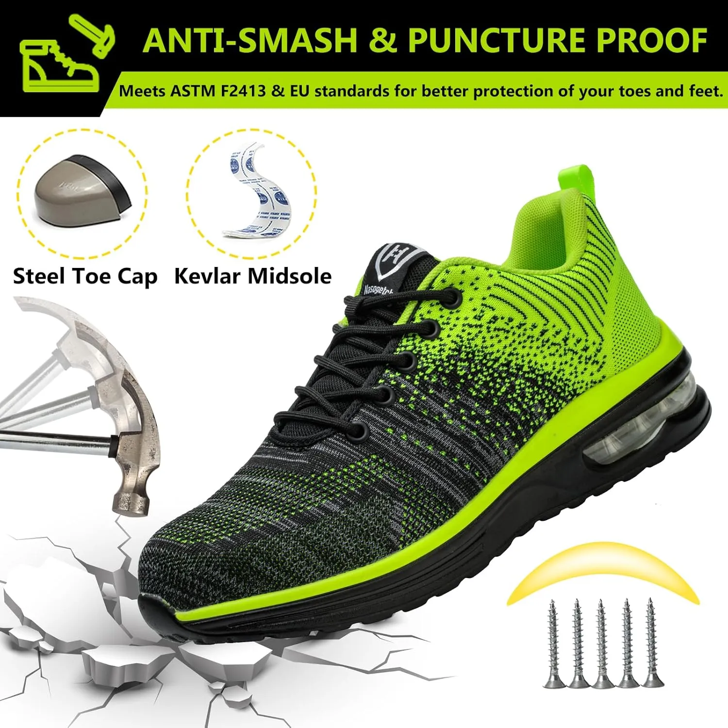 Steel Toe Shoes for Men Women Lightweight Comfortable Work Shoes Indestructible Slip Resistant Safety Shoes for Construction