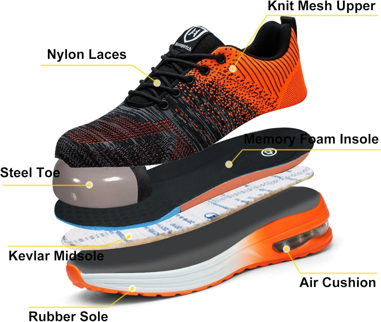 Steel Toe Shoes for Men Women Lightweight Comfortable Work Shoes Indestructible Slip Resistant Safety Shoes for Construction