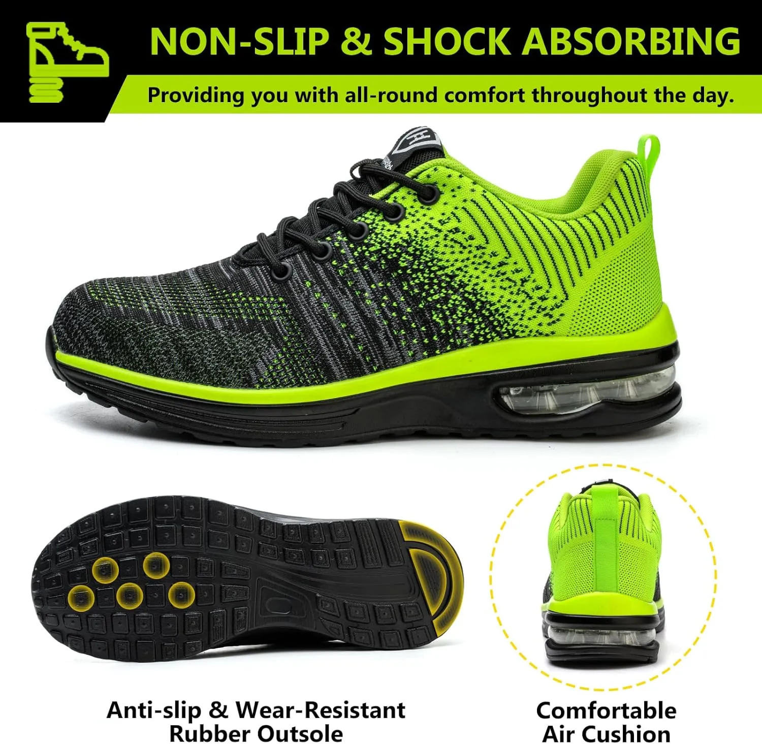 Steel Toe Shoes for Men Women Lightweight Comfortable Work Shoes Indestructible Slip Resistant Safety Shoes for Construction