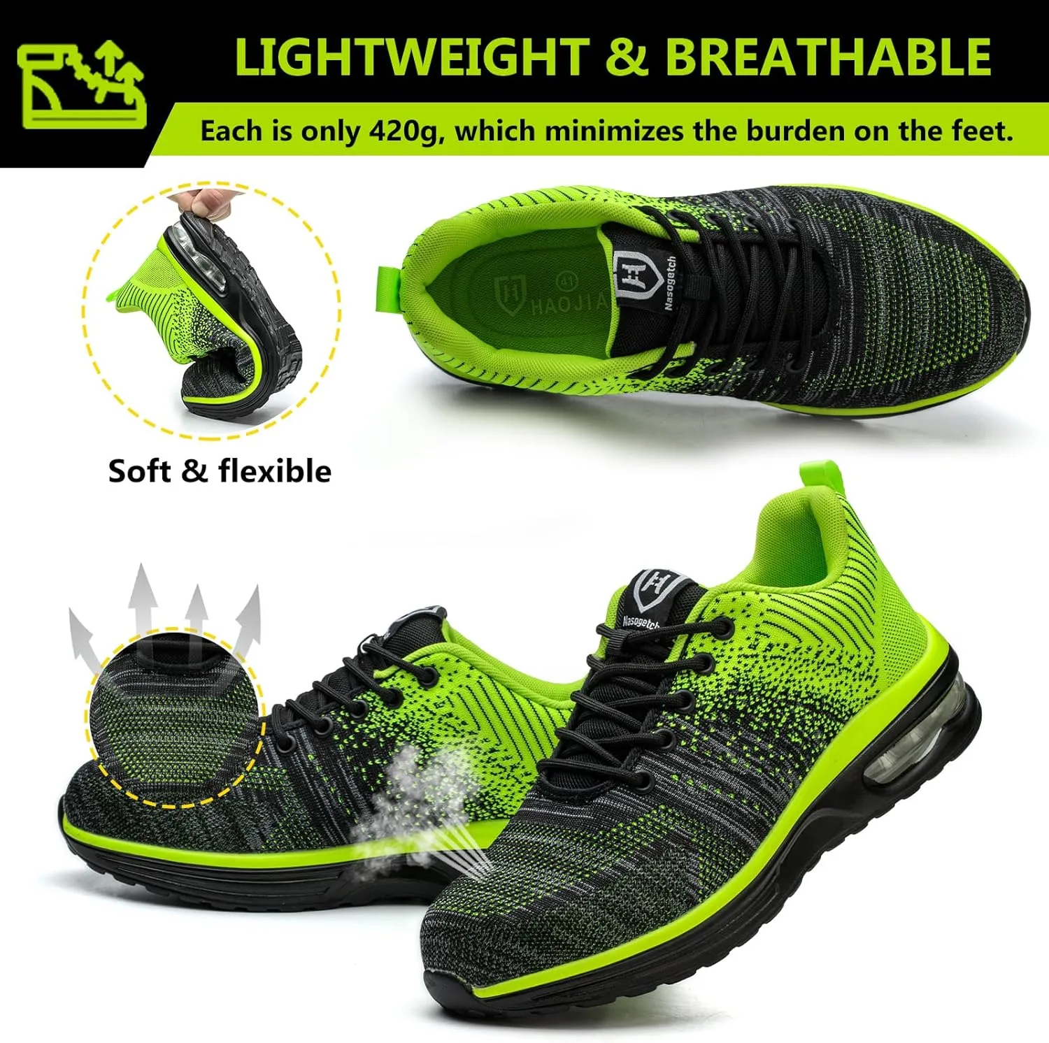 Steel Toe Shoes for Men Women Lightweight Comfortable Work Shoes Indestructible Slip Resistant Safety Shoes for Construction