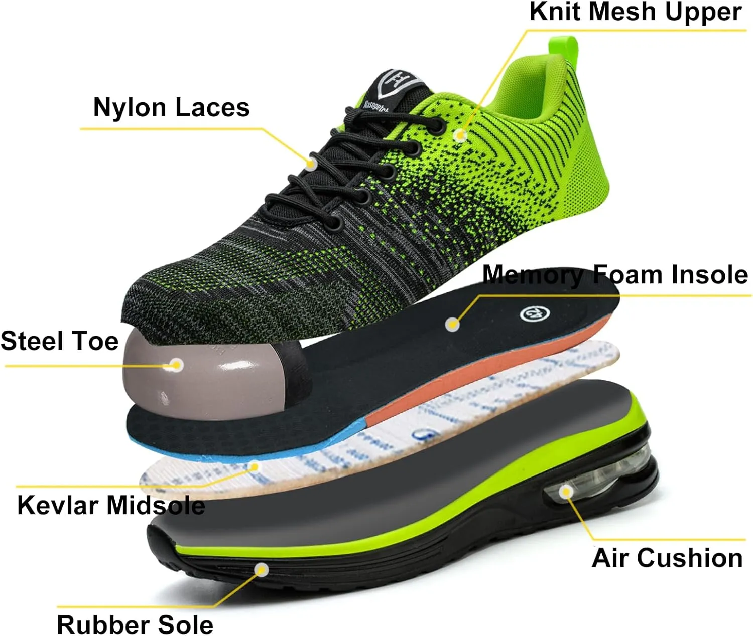 Steel Toe Shoes for Men Women Lightweight Comfortable Work Shoes Indestructible Slip Resistant Safety Shoes for Construction