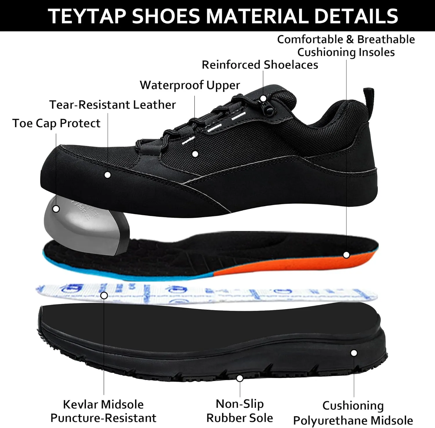Steel Toe Shoes for Men WomenNon Slip Waterproof Work Safety Sneakers