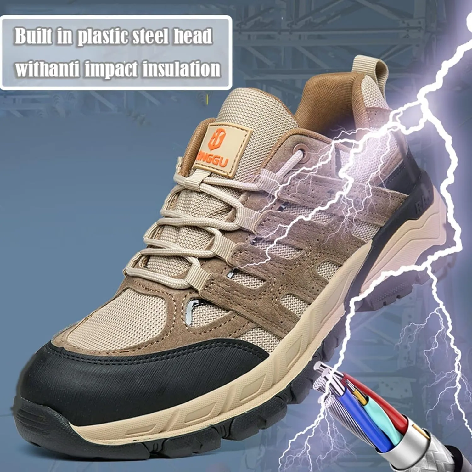 Steel Toe Work Shoes,Work Safety Sneakers Comfortable Puncture Proof Safety Shoes for Industrial,Coustruction,