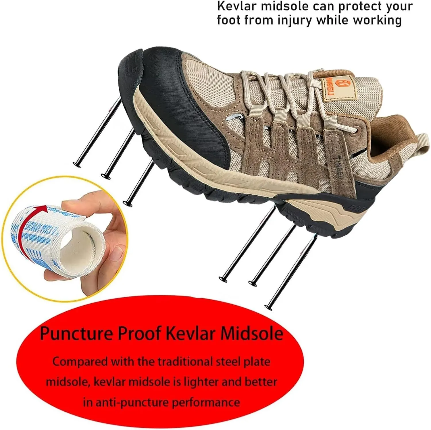Steel Toe Work Shoes,Work Safety Sneakers Comfortable Puncture Proof Safety Shoes for Industrial,Coustruction,