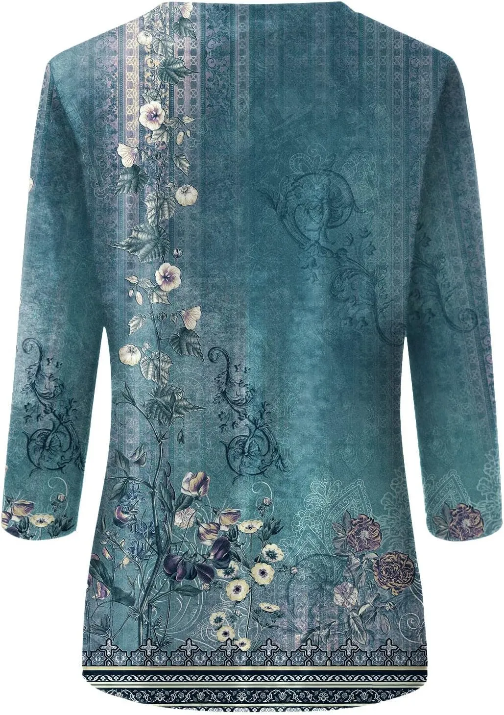 Summer Shirts for Women 3/4 Length Sleeve Crewneck Tops Trendy Loose Casual Printed Three Quarter Cute Blouse