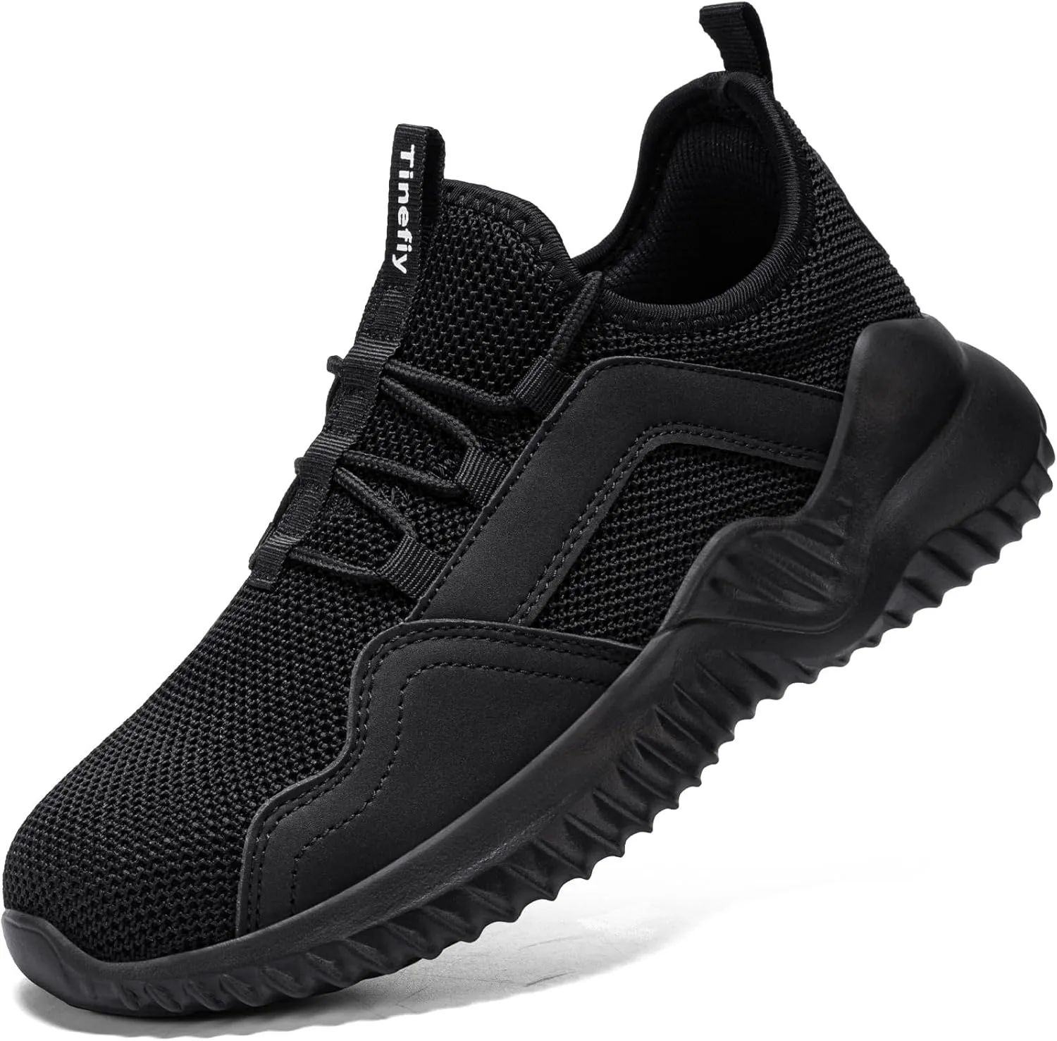 Tinefiy Steel Toe Shoes for Women Lightweight Safety Shoes Air Cushion Comfortable Slip Resistant Indestructible Womens Puncture Proof Work Shoe