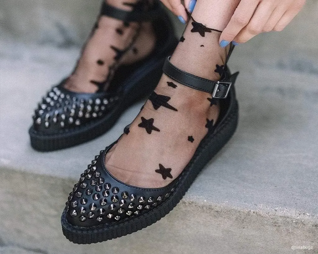 T.U.K. Shoes A9575L Womens Sandals, Black TUKskin Pointed Studded Sandal